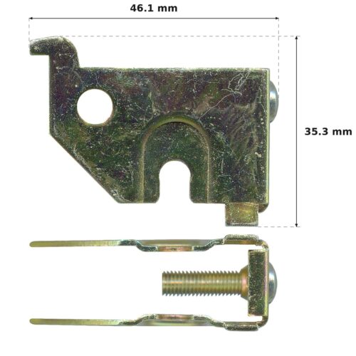 46.1mm Shower Screen Bracket – Suits Patio Doors dimension diagram - overall 46.1 mm x 35.3 mm, every dimension measured in millimetres. TradeBase Australia part SHBKT46.
