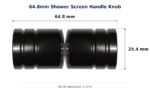 64.8mm Shower Screen Handle Knob – Suits Shower Screens dimension diagram - overall 64.8 mm x 25.4 mm, every dimension measured in millimetres. TradeBase Australia part SHKNB65.
