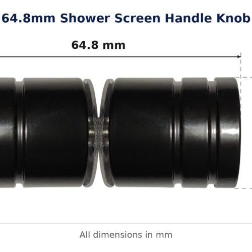 64.8mm Shower Screen Handle Knob – Suits Shower Screens dimension diagram - overall 64.8 mm x 25.4 mm, every dimension measured in millimetres. TradeBase Australia part SHKNB65.