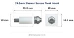 39.8mm Shower Screen Pivot Insert – Suits Bi-fold Doors dimension diagram - overall 39.8 mm x 18.1 mm, every dimension measured in millimetres. TradeBase Australia part SHPVTI40.