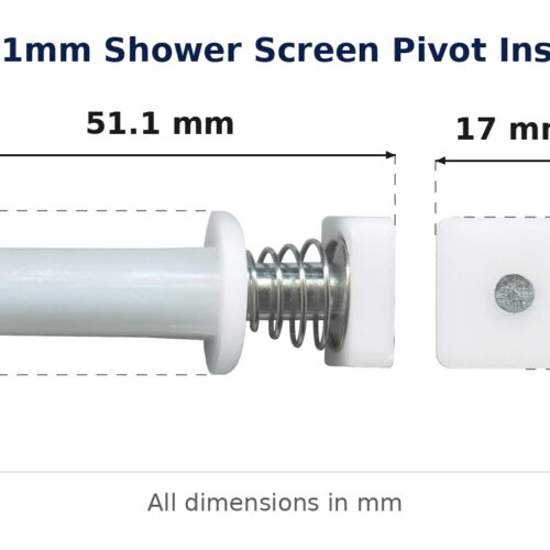 51.1mm Shower Screen Pivot Insert – Suits Bi-fold Doors dimension diagram - overall 51.1 mm x 18 mm, every dimension measured in millimetres. TradeBase Australia part SHPVTI51.