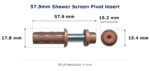 57.9mm Shower Screen Pivot Insert – Suits Bi-fold Doors dimension diagram - overall 57.9 mm x 17.8 mm, every dimension measured in millimetres. TradeBase Australia part SHPVTI58.