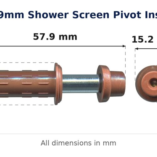 57.9mm Shower Screen Pivot Insert – Suits Bi-fold Doors dimension diagram - overall 57.9 mm x 17.8 mm, every dimension measured in millimetres. TradeBase Australia part SHPVTI58.