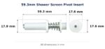 59.3mm Shower Screen Pivot Insert – Suits Bi-fold Doors dimension diagram - overall 59.3 mm x 17.9 mm, every dimension measured in millimetres. TradeBase Australia part SHPVTI59.