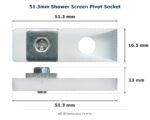 51.3mm Shower Screen Pivot Socket – Suits Bi-fold Doors dimension diagram - overall 51.3 mm x 16.5 mm, every dimension measured in millimetres. TradeBase Australia part SHPVTS51.