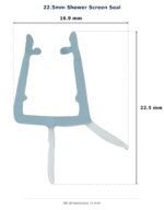 22.5mm Shower Screen Seal – Suits Shower Screens dimension diagram - overall 16.9 mm x 22.5 mm, every dimension measured in millimetres. TradeBase Australia part SHSEAL22.