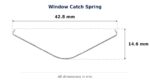 Window Catch Spring – Suits Older Trimview dimension diagram. Every dimension measured in millimetres. TradeBase Australia part SPR6030S.