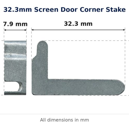 32.3mm Screen Door Corner Stake – Suits Shower Screens dimension diagram - overall 32.3 mm x 18.9 mm, every dimension measured in millimetres. TradeBase Australia part STK32.