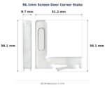 56.1mm Screen Door Corner Stake – Suits Windows dimension diagram - overall 51.2 mm x 56.1 mm, every dimension measured in millimetres. TradeBase Australia part STK56.