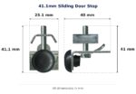 41.1mm Sliding Door Stop – Suits Sliding Doors dimension diagram - overall 40 mm x 41.1 mm, every dimension measured in millimetres. TradeBase Australia part STP41.