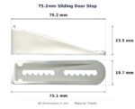 75.2mm Sliding Door Stop – Suits Sliding Doors dimension diagram - overall 75.2 mm x 23.5 mm, every dimension measured in millimetres. TradeBase Australia part STP75.