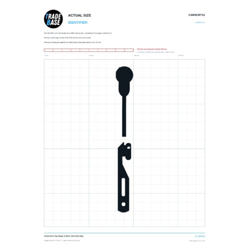 CARSCRT12 Screen Door Top Hanger & Roller Twin Pack 12kg actual size identifier, 1:1 scale print sheet on a 10 mm grid