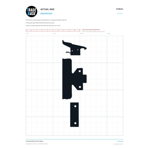 CTH6101 Non-Keyed Window Catch & Spring actual size identifier, 1:1 scale print sheet on a 10 mm grid