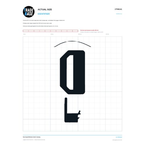 CTH6141 Non-Keyed Window Catch & Spring actual size identifier, 1:1 scale print sheet on a 10 mm grid