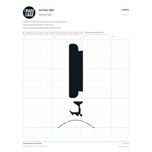 CTH6151 Non-Keyed Window Catch & Spring actual size identifier, 1:1 scale print sheet on a 10 mm grid