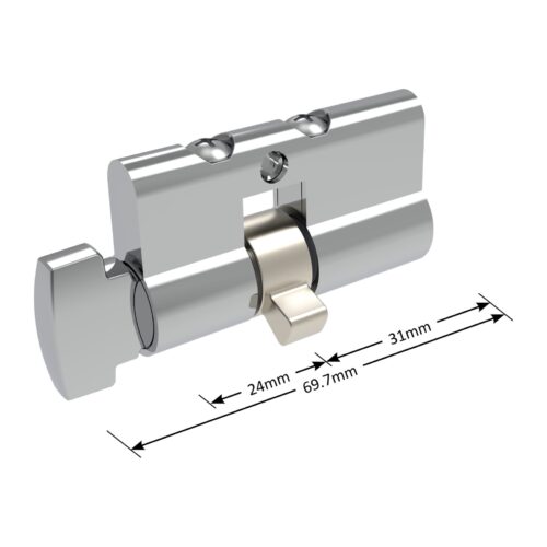 Screen Door Cylinder and Keys – Thumb-Turn – 69.7mm – 3 Keys - TradeBase Australia part CYL8156CT.