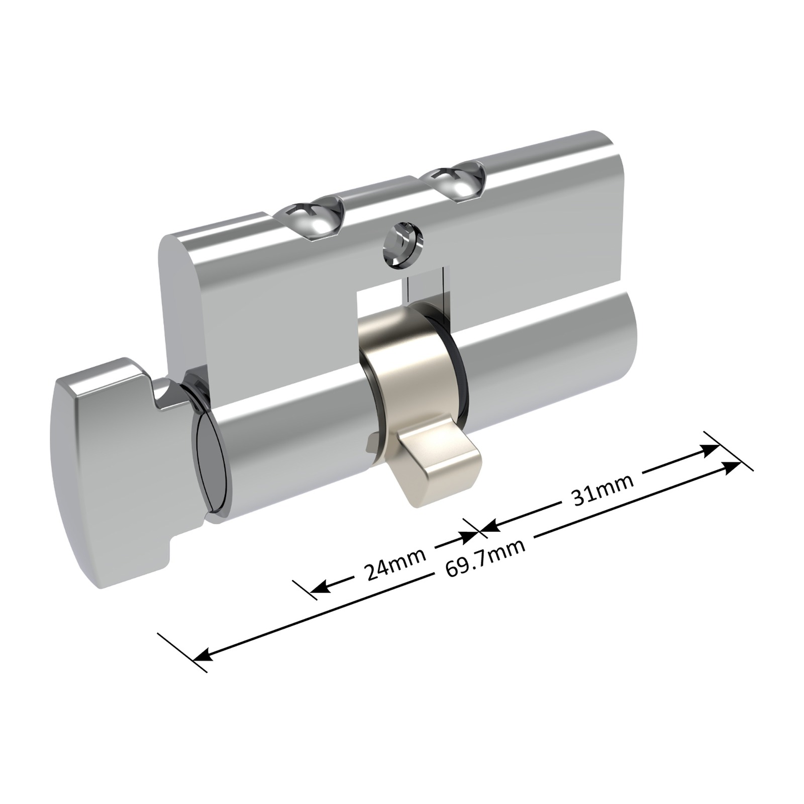 Screen Door Cylinder and Keys - CYL8156CT Screen Door Cylinder and Keys – Thumb-Turn – 69.7mm – 3 Keys - TradeBase Australia part CYL8156CT.