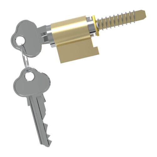 Patio Door Lock Cylinder and Keys – 5-Pin with Tail – C4 Keys – Suits Boral KM Cyclone and GJames - TradeBase Australia part CYL8210.