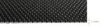 Cross section of black DVA privacy mesh showing 2.0mm heavy duty aluminium plate thickness with louvred openings