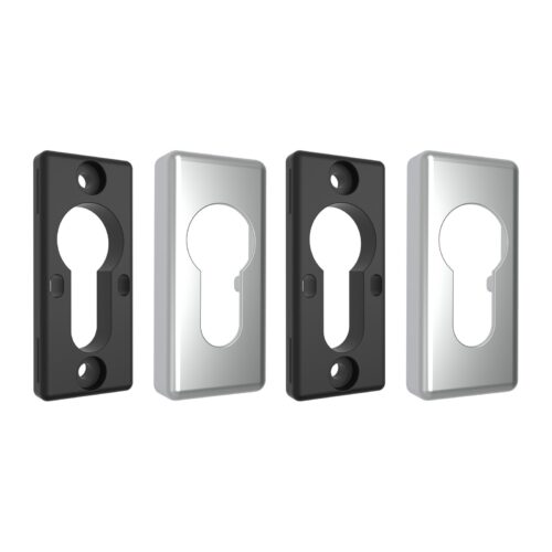 TradeBase Euro Cylinder Escutcheon Pair – Rectangular – Concealed Fixing – Satin Chrome in Satin Chrome