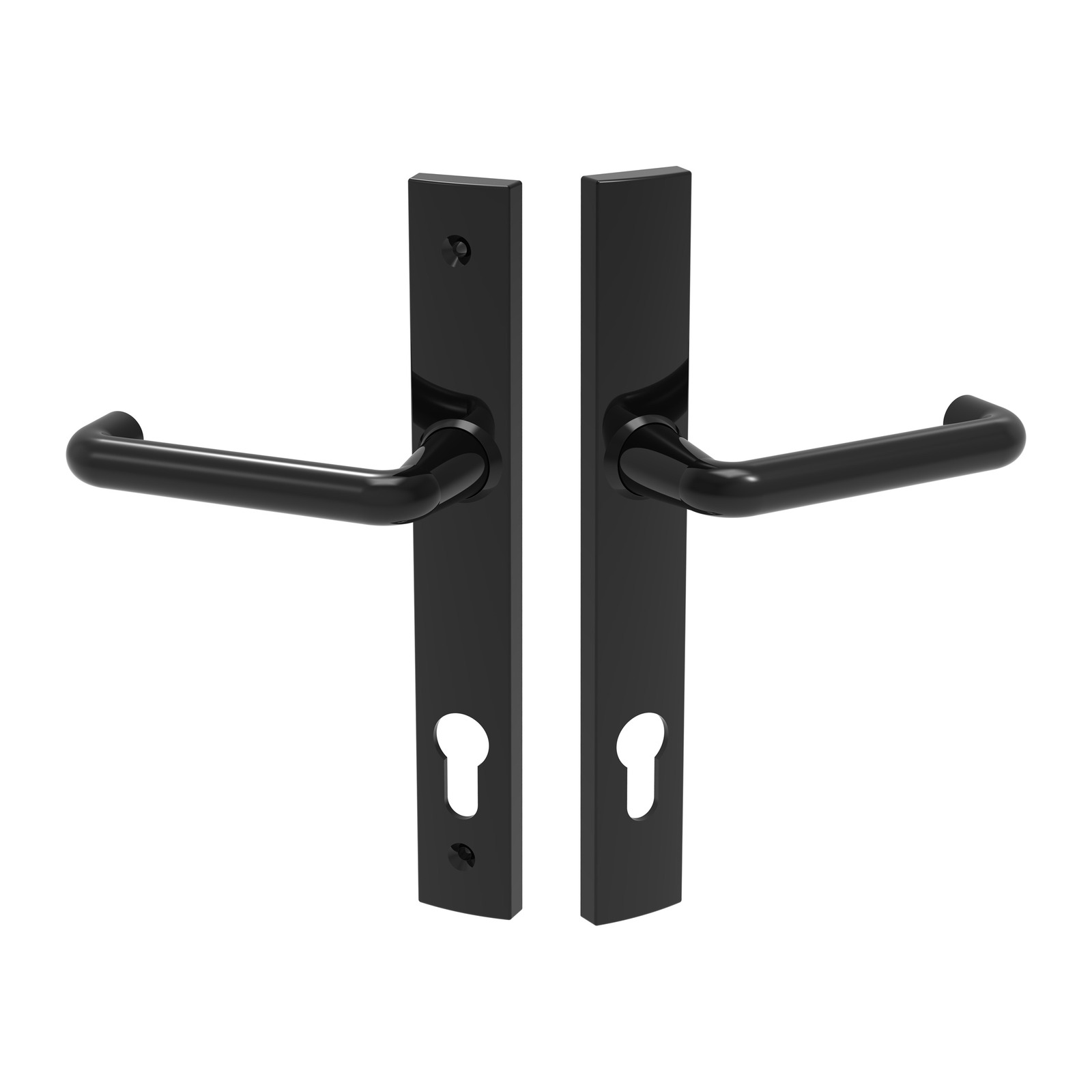 Euro Lever Handle Set – Round Rose on Square – Cylinder Hole In & Out – 212mm – Black - TradeBase EFH1122BLK TradeBase Euro Lever Handle Set – Round Rose on Square – Cylinder Hole In & Out – 212mm – Black in Black