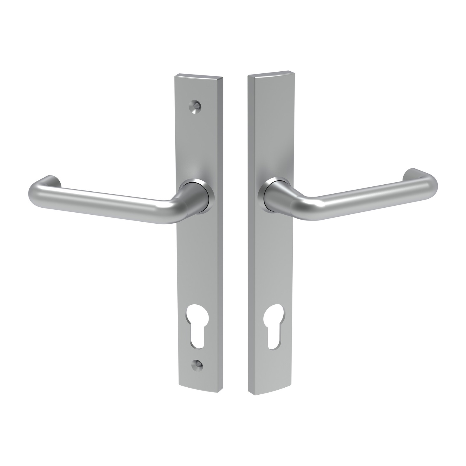 Euro Lever Handle Set – Round Rose on Square – Cylinder Hole In & Out – 212mm – Satin Chrome - TradeBase EFH1122STC TradeBase Euro Lever Handle Set – Round Rose on Square – Cylinder Hole In & Out – 212mm – Satin Chrome in Satin Chrome