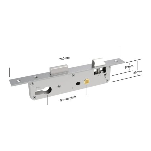 TradeBase Euro Mortice Lock EC30 – Latch & Deadbolt – 240mm Long Faceplate – Includes Strike