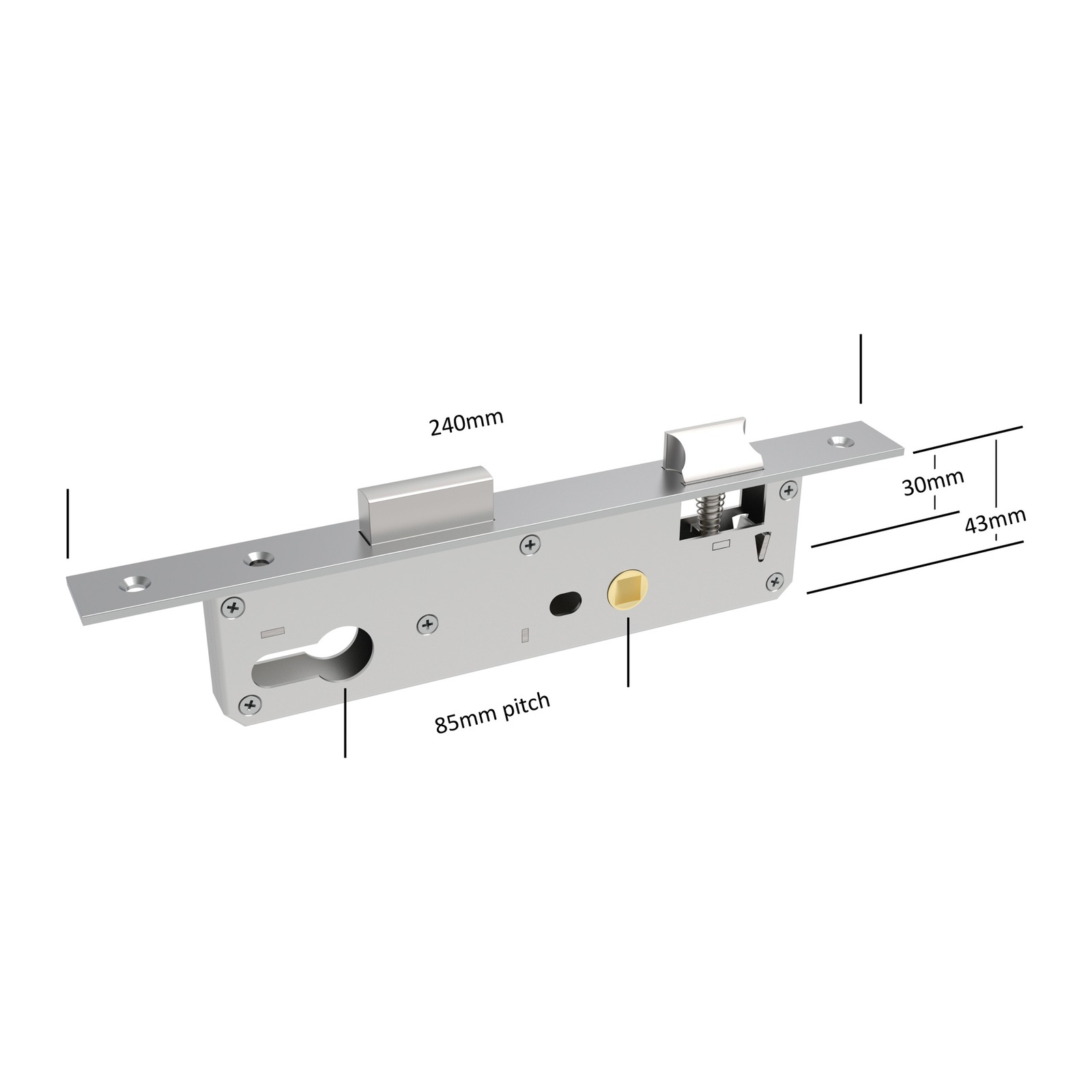 Euro Mortice Lock EC30 – Latch & Deadbolt – 240mm Long Faceplate – Includes Strike - TradeBase EML1102 TradeBase Euro Mortice Lock EC30 – Latch & Deadbolt – 240mm Long Faceplate – Includes Strike