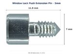 Dimension diagram for EXP2105 Window Lock Push Extension Pin - TradeBase Australia. All dimensions in millimetres, drawn on the part.