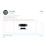 Actual size 1:1 printable identifier for FSC3890 Flyscreen Catch - TradeBase Australia. Print on A4 at 100% and lay your part on the outline. 10 mm grid, 100 mm calibration bar.
