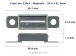 Dimension diagram for FSC3890 Flyscreen Catch - TradeBase Australia. All dimensions in millimetres, drawn on the part.
