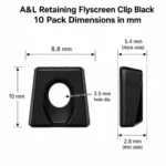A&L® retaining flyscreen clip dimension diagram, 8.8 x 10mm with 3.5mm hole – TradeBase FSCLIPAL10