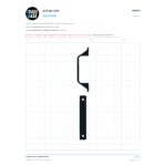 Actual size 1:1 printable identifier for FSH4270 Flyscreen Handle - TradeBase Australia. Print on A4 at 100% and lay your part on the outline. 10 mm grid, 100 mm calibration bar. Measures 18.4 x 70.4 mm and 10.9 x 70.3 mm.