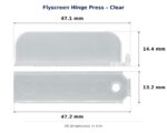 Dimension diagram for HGP4710CLR Flyscreen Hinge Press - TradeBase Australia. All dimensions in millimetres, drawn on the part.