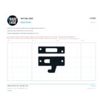 Actual size 1:1 printable identifier for LTC6282 Sliding Screen Door Latch - TradeBase Australia. Print on A4 at 100% and lay your part on the outline. 10 mm grid, 100 mm calibration bar. Measures 54.4 x 14.4 mm and 54.4 x 33.7 mm.