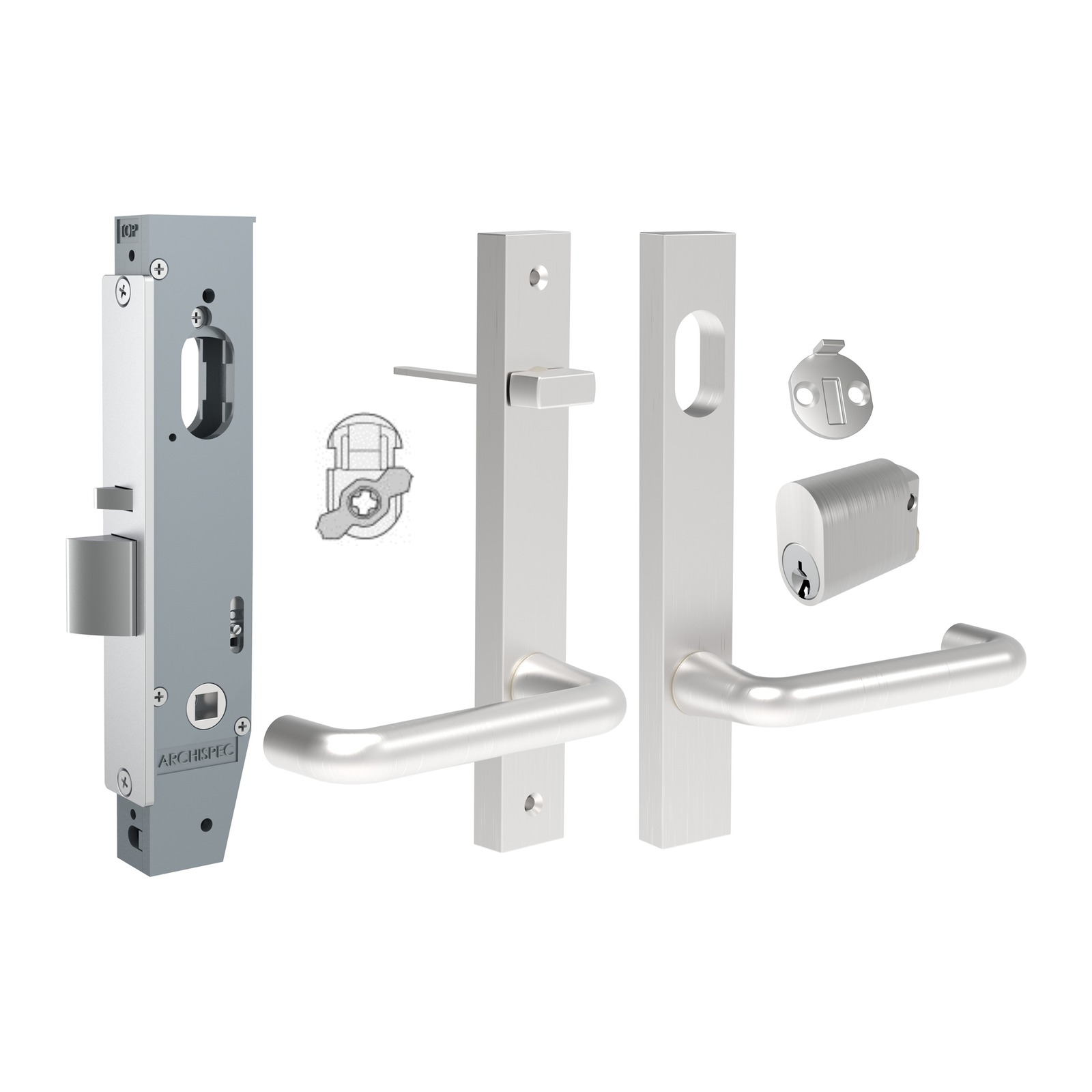 Narrow Stile Mortice Lock & Lever Set NL23-3 – Cylinder Outside / Snib Inside – Satin Chrome - TradeBase NLS1203 TradeBase Narrow Stile Mortice Lock & Lever Set NL23-3 – Cylinder Outside / Snib Inside – Satin Chrome in Satin Chrome