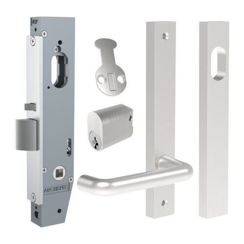 TradeBase Narrow Stile Mortice Lock Set NL23-4 – Key Retract Outside / No Lever Inside – Satin Chrome in Satin Chrome