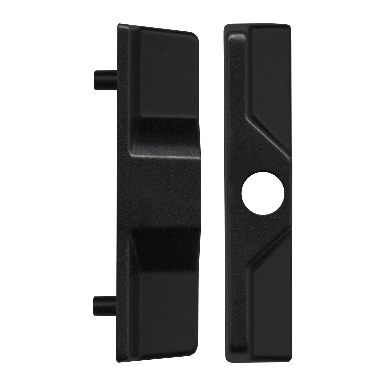 Sliding Patio Door Lock Pull - PUL8580BLK Sliding Patio Door Lock Pull – With Cylinder Hole – 82mm Hole Centre – Black - TradeBase Australia part PUL8580BLK.