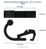 Dimension diagram for RSC3614 Flyscreen Retaining Spring Clip - TradeBase Australia. All dimensions in millimetres, drawn on the part.