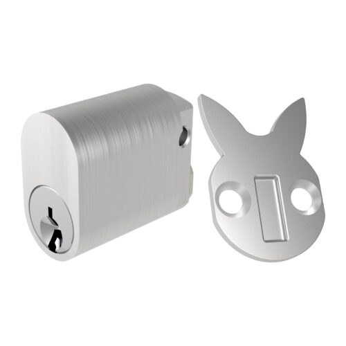 TradeBase Oval Cylinder – 6 Pin C4 – Rabbit Ear Cam – Suits Swing Bolt Locks – Satin Chrome in Satin Chrome