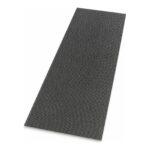 Flat sheet of black 316 marine grade stainless steel security mesh, 11 x 11 plain weave, 0.8mm wire, on a white background