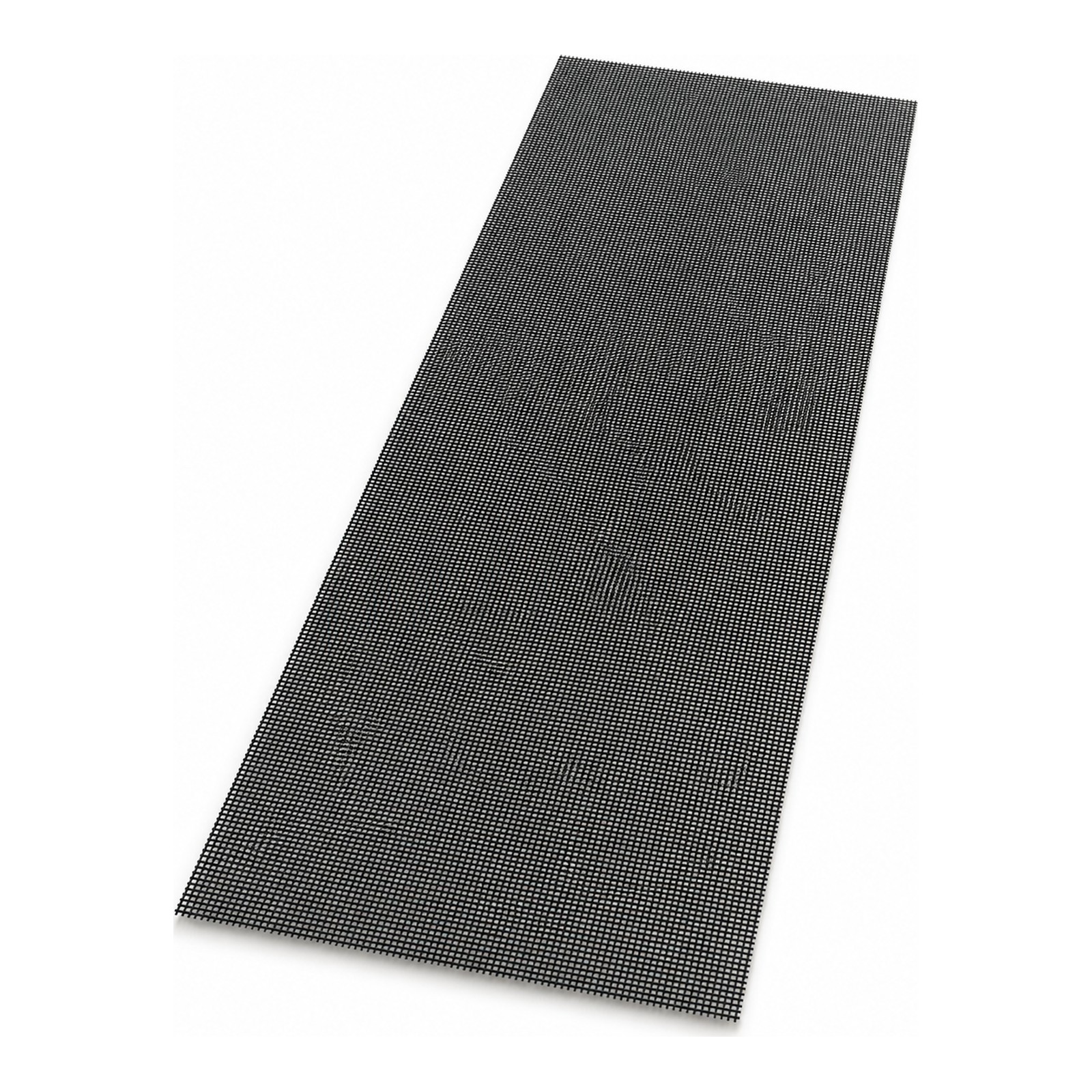 316 Stainless Steel Security Mesh - 11 x 11 Woven, 0.8mm Wire, Black Powder Coated Flat sheet of black 316 marine grade stainless steel security mesh, 11 x 11 plain weave, 0.8mm wire, on a white background