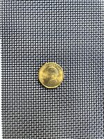 Black 316 stainless steel security mesh with an Australian dollar coin on it for scale, showing the fine 11 x 11 weave
