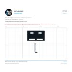 Actual size 1:1 printable identifier for STP8110 Sliding Screen Door Striker Plate - TradeBase Australia. Print on A4 at 100% and lay your part on the outline. 10 mm grid, 100 mm calibration bar. Measures 50.6 x 30.0 mm and 8.9 x 29.6 mm.
