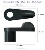 Dimension diagram for SWC4505 Flyscreen Swivel Clip - TradeBase Australia. All dimensions in millimetres, drawn on the part.