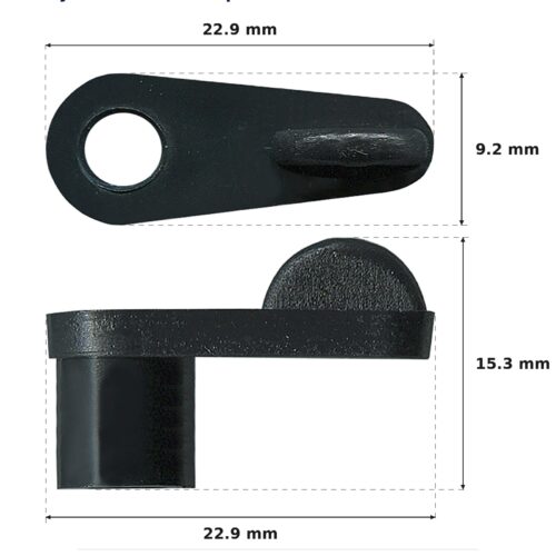 Dimension diagram for SWC4505 Flyscreen Swivel Clip - TradeBase Australia. All dimensions in millimetres, drawn on the part.