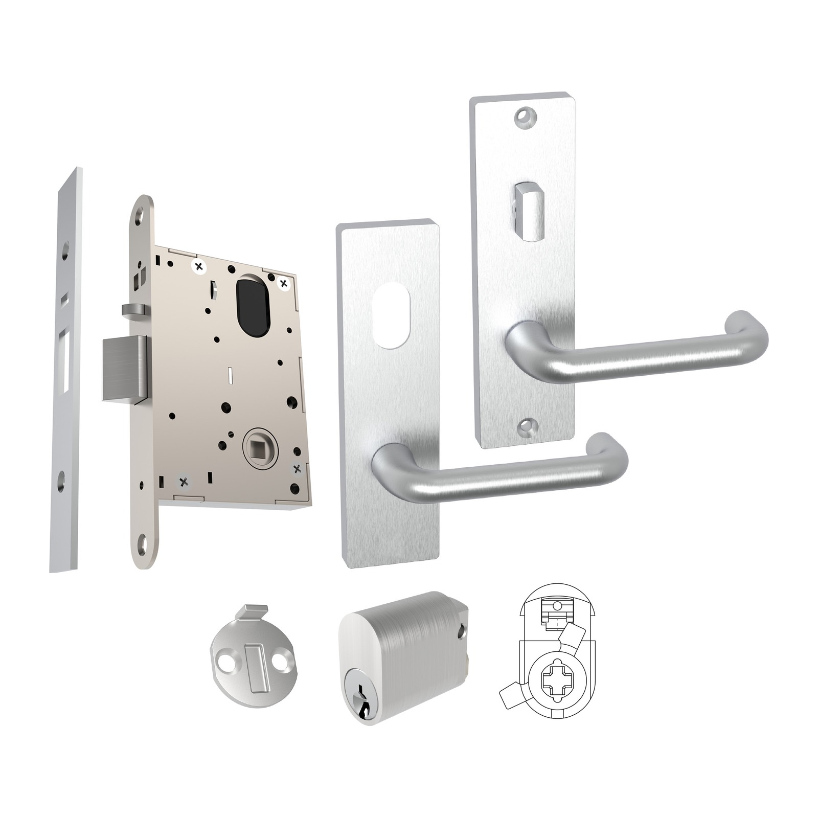 Wide Stile Mortice Lock & Lever Set WL60-3 – Cylinder Outside / Turn Snib Inside - TradeBase WLS1403 TradeBase Wide Stile Mortice Lock & Lever Set WL60-3 – Cylinder Outside / Turn Snib Inside