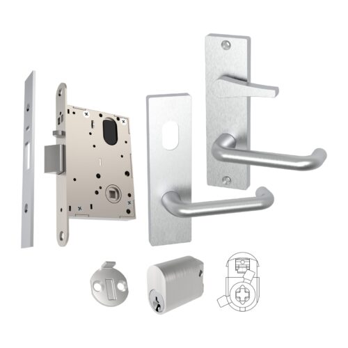 Wide stile WL60-3D lock set with large accessible snib on the inside, right hinged