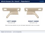 Paperbark® sash cam lock keepers side by side, left hand and right hand, showing hook direction