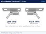 Silver sash cam lock keepers side by side, left hand and right hand, showing hook direction